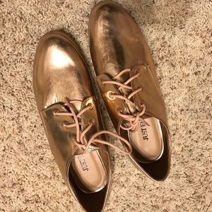 Metallic gold oxfords